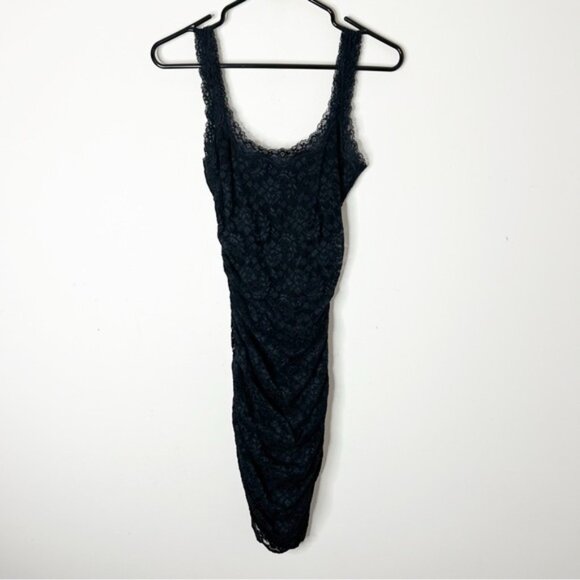 Victoria's Secret Moda Lace Ruched Mini Bodycon Dress Black Cocktail Y2K XS - Picture 12 of 16